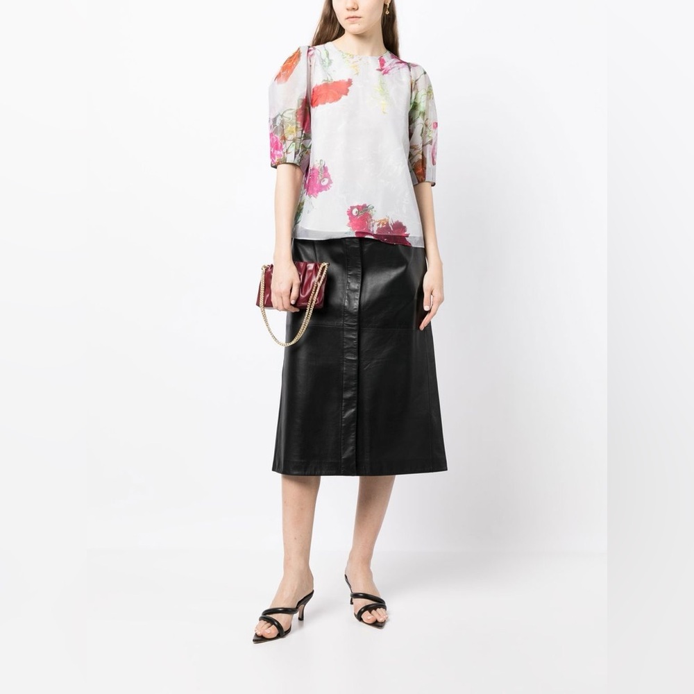 TED BAKER
Ayymee Printed Puff Sleeve Top In Grey Multi Sze3